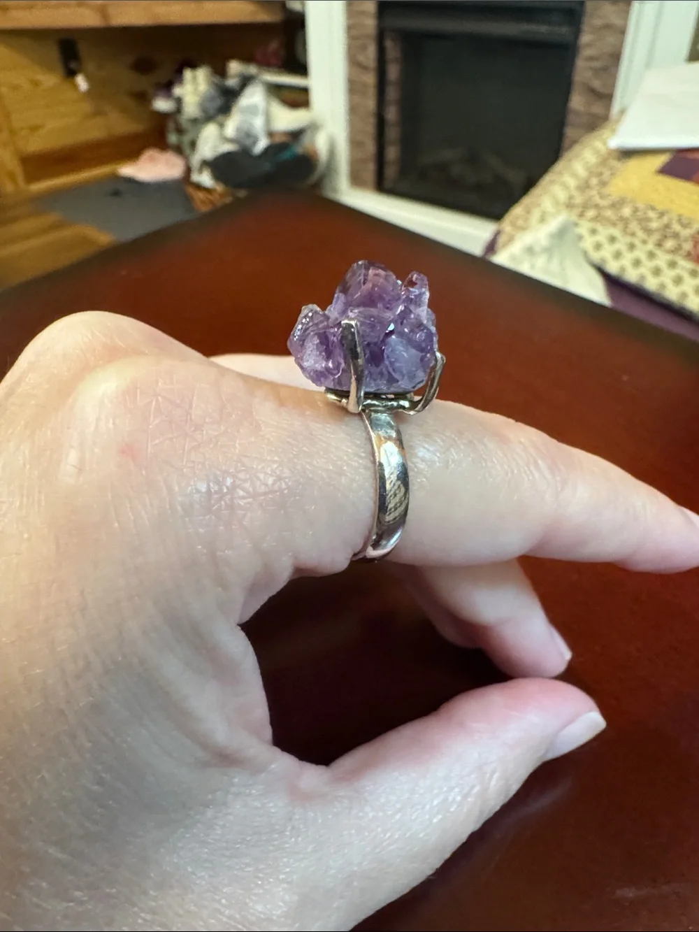 Gorgeous Amethyst Raw Crystal Statement Ring - Purple